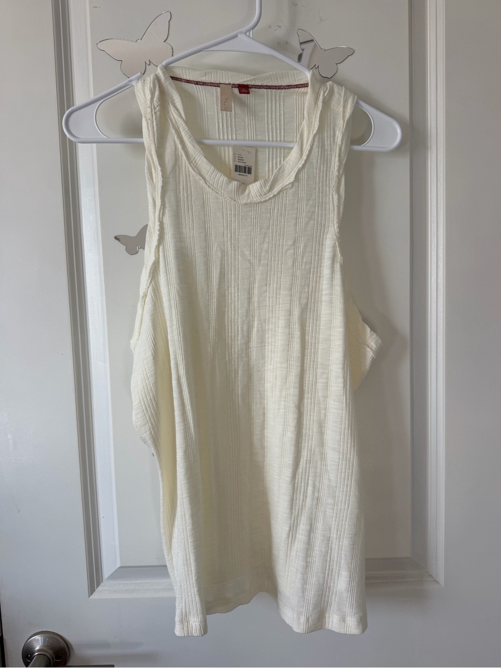Anthropologie Cream Ribbed Tank Top